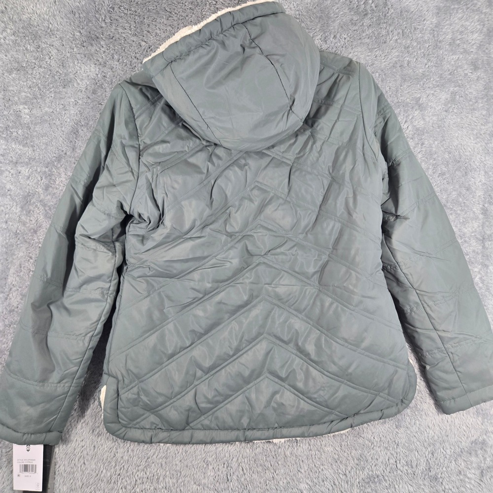Free Country Women Cyprus Green Quilted Sherpa Lined Hooded Jacket Small - Picture 2 of 6